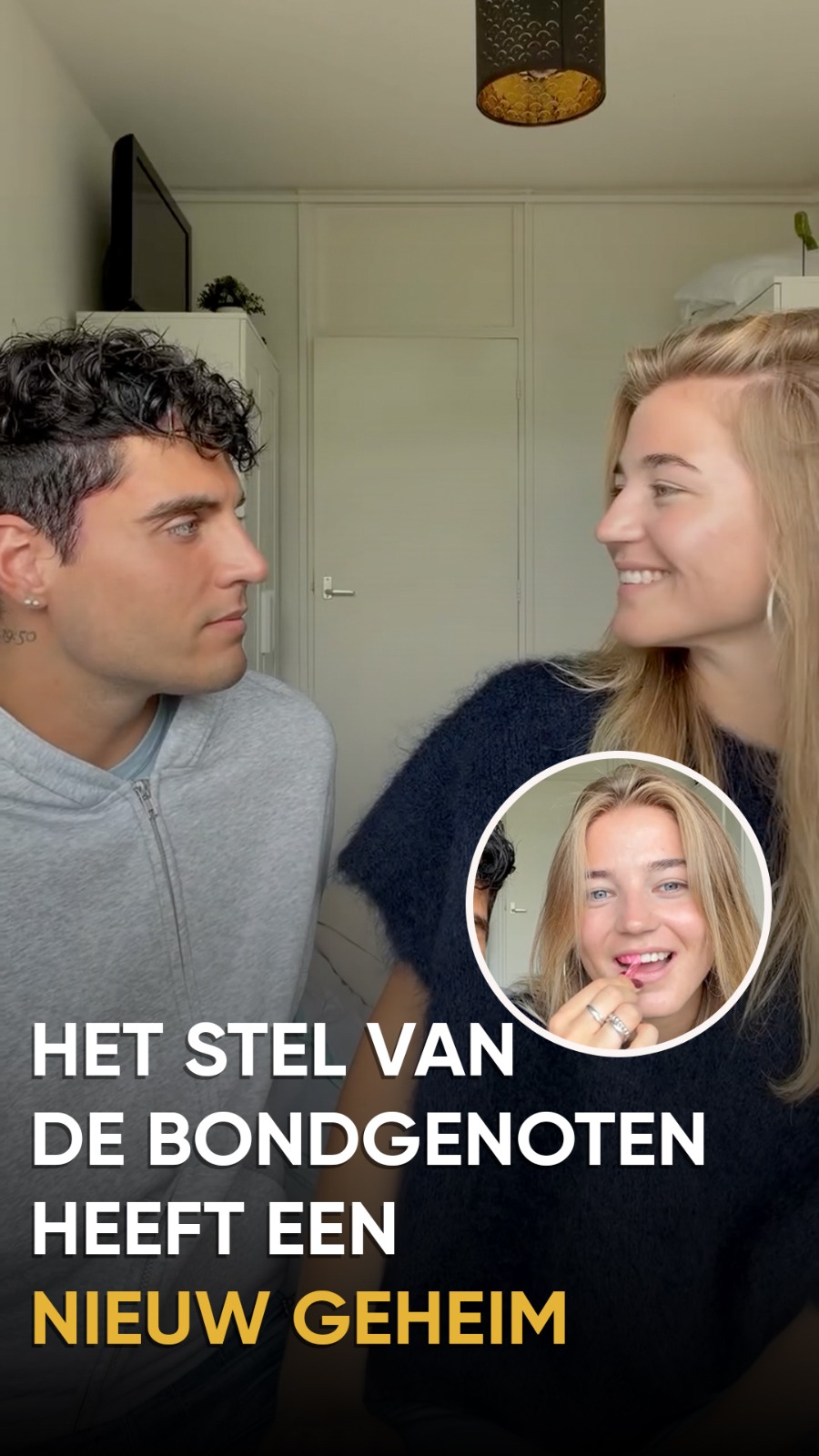 Anouk brengt de roze Clearsmile PAP+ whitening strip aan